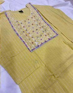 Yellow Embroidered Kurta Set with Dupatta