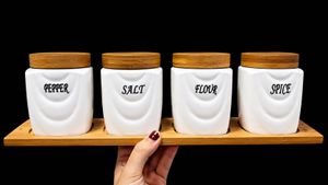 Ceramic Spice Jars with Bamboo Lids