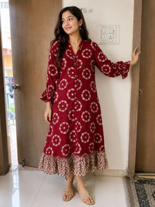 Elegant Maroon Printed Kurta
