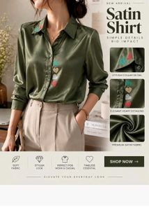 Elegant Satin Blouse with Heart Detail