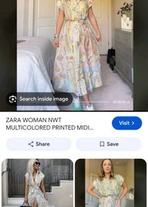 Zara paisley print cotton button down dress
