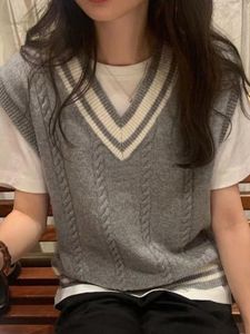 Gray V-Neck Knit Vest