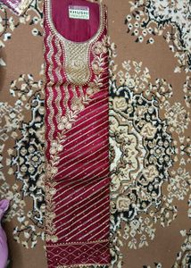 Khushi Chinon Dupatta - Maroon &amp; Gold