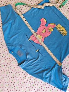Nerdy Bear Graphic Blue T-Shirt
