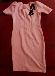 Elegant Pink Dress with Black Embellishment