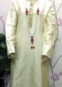 Shirwani cream Eid Offer Rhinestone free mala kard