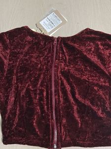 Embroidered Velvet Blouse