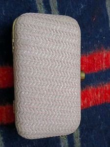 Elegant Pink & Silver Clutch Bag