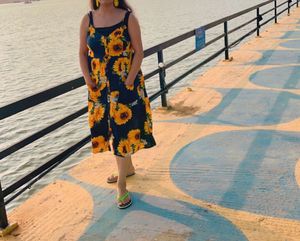 floral Print one Piece/button.slip Dress