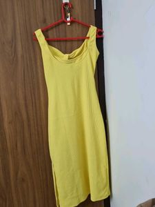 Yellow Sleeveless Dress with Open Back