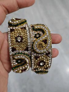 Elegant Stone-Studded Bangle Set
