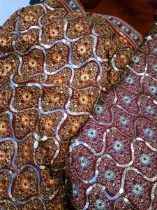 double shade saree with brown and dark purple mixt