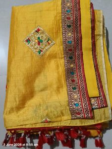 Vibrant Yellow Embroidered Saree