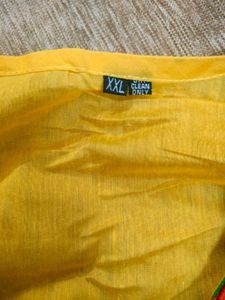 Vibrant Yellow Kurta with Embellished Neckline