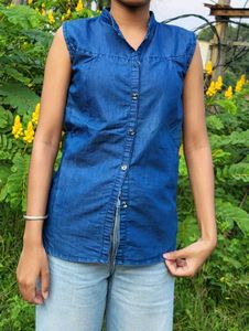 Sleeveless Denim Shirt