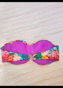 Vibrant Floral Strapless Bikini Top