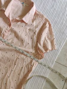 Cute Pink Polka Dot Button-Up Shirt