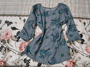 Grey Kurta with Tree Print
