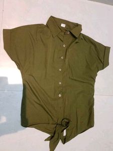 Olive Green Button-Up Shirt
