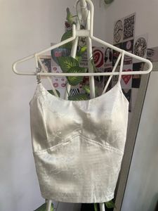 White Jacquard Spaghetti Strap Top