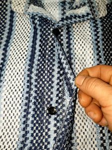 brand new 🆕 Mesh Knit Striped Button-Up Shirt