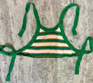 Striped Halter Neck Crop Top