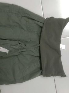 Olive Green Cargo Downfold Pants💌