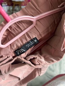 Zara Dusty Pink Ankle length Belted Trousers