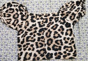 Leopard Print Button-Up Top