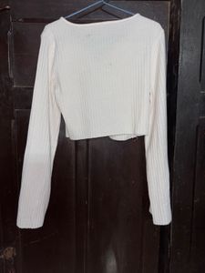White Zip-Up Crop Top