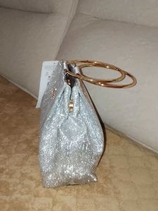 Lavie Silver Glitter Clutch