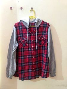 Hooded Plaid Flannel Shirt