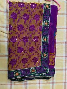 Embroidered Floral Saree with blouse piece
