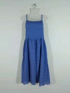 Blue Overcoat Style Dress For Women's