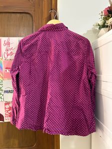 Chic Purple Polka Dot Button-Up Shirt