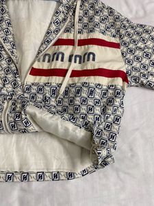 Retro Patterned Windbreaker Jacket