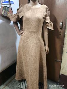 Elegant Rose Print Cold Shoulder Dress
