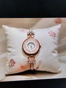 Elegant Rose Gold Watch with Crystal Accents