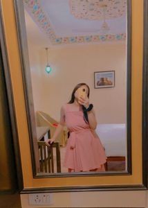 Pink Textured Mini Dress with Belt