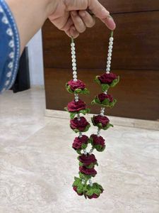 Handmade Crochet Rose & Pearl Garland