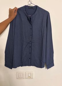 women’s Blue Printed Shirt for office