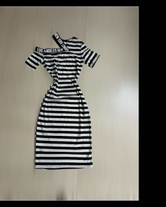 Striped Cold Shoulder Dress with City Names