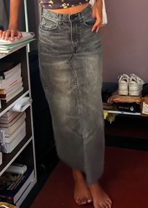 H&amp;M Black Wash Denim Maxi Skirt