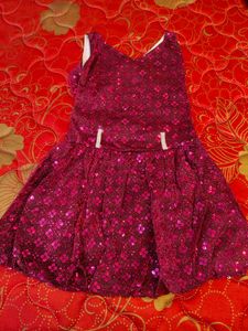 Magenta Sequined Party Wear Frock