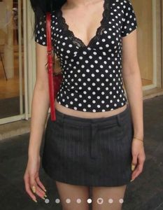 polka dot lace trimmed top