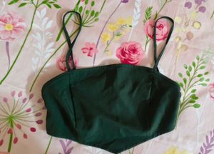 Dark Green Strappy Crop Top