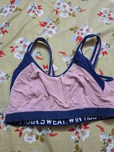Comfortable Pink &amp; Navy Sports Bra