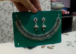 Oxidised Silver Necklace with Earrings