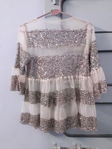 Sparkly Striped Bell Sleeve Top