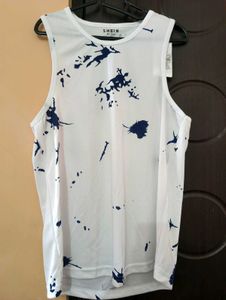 Shein White Abstract Print Tank Top